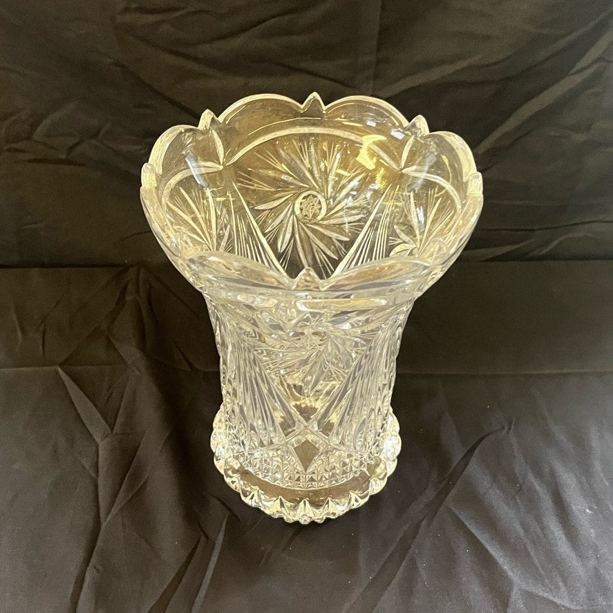 Pinwheel Hand Etched Crystal Vase