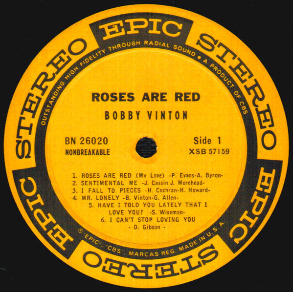 Bobby Vinton : Roses Are Red (LP,Album,Stereo)