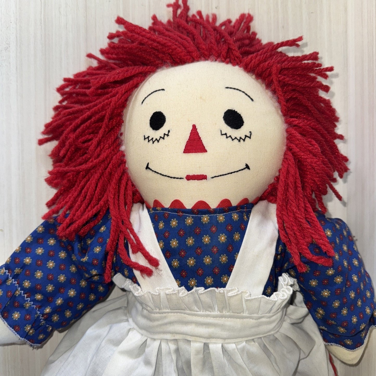 Raggedy Ann Doll VTG Handmade 22" Stuffed Toy Red Hair Cloth