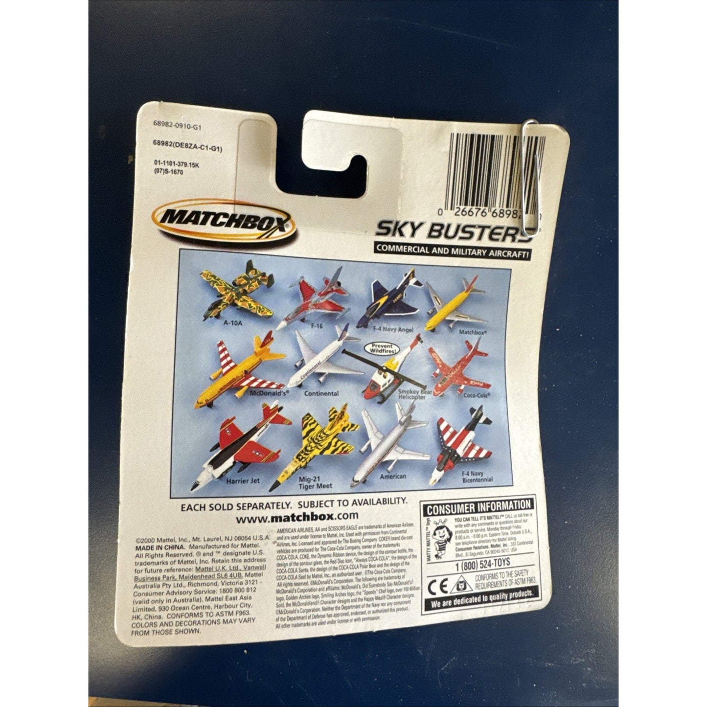 Matchbox Sky Busters Harrier Jet – Marines UU1 Diecast Aircraft (1:64, NIB)