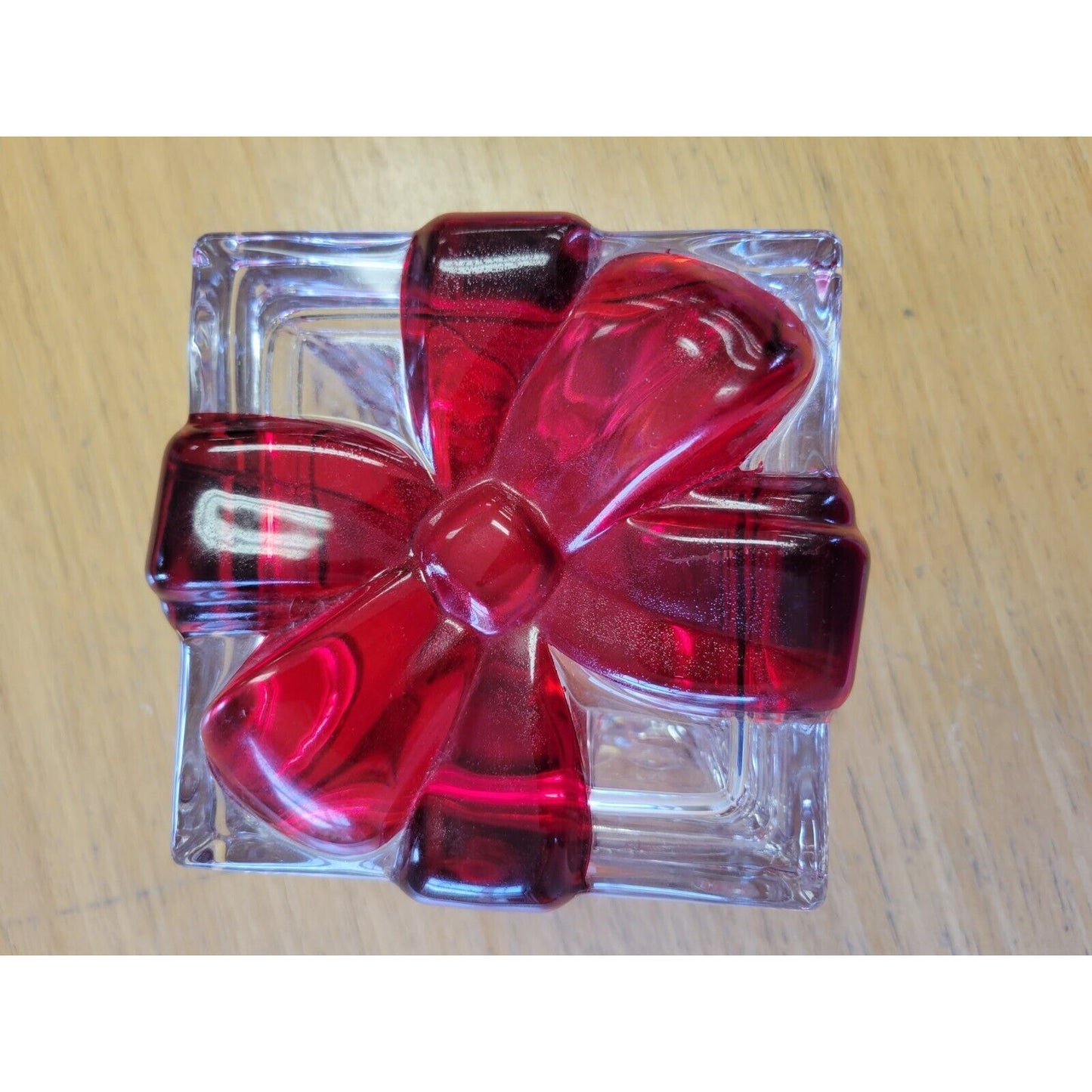 Vintage Glass Red Bow Christmas Box