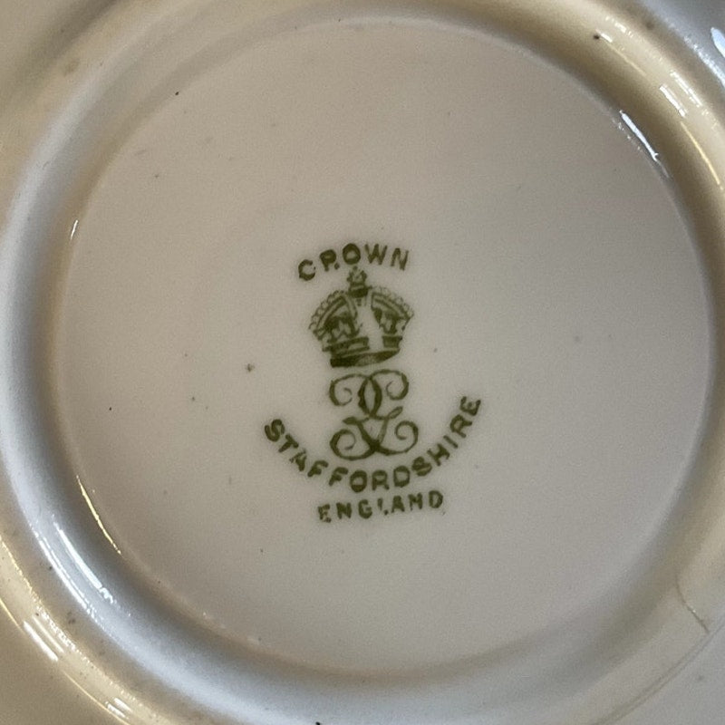Crown Staffordshire Gilded w/ Ivy Pattern Bouillon Cup & Saucer