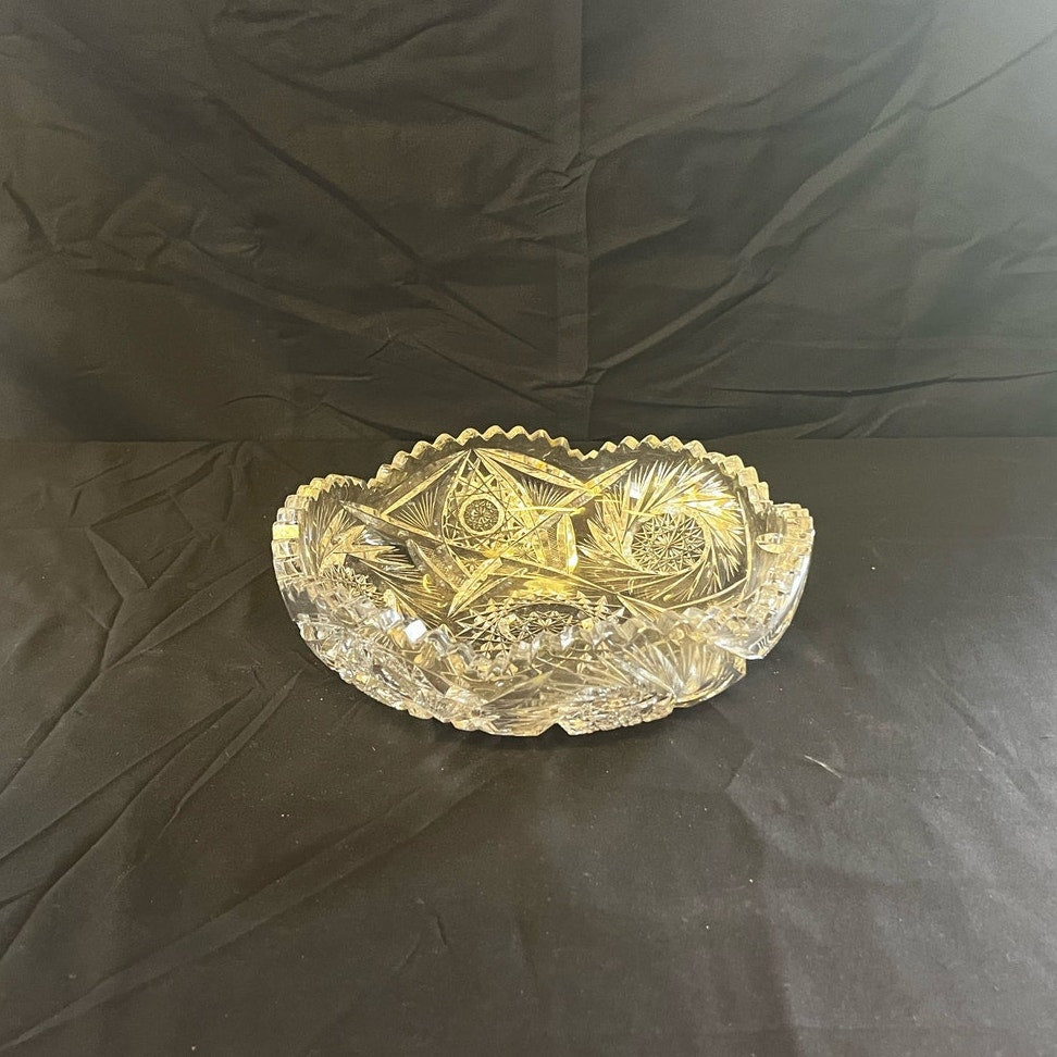 Antique ABP Near Cut Pressed Glass Crystal Candy/Nut Bowl