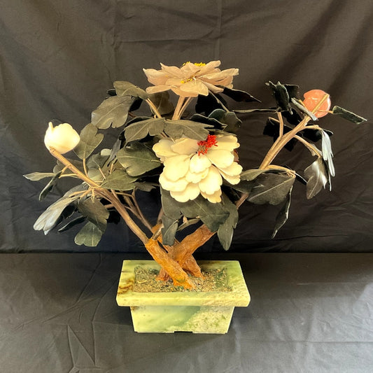 Chinese Hand Carved Natural Stone Early- Mid 20th Century Flower Arrangement