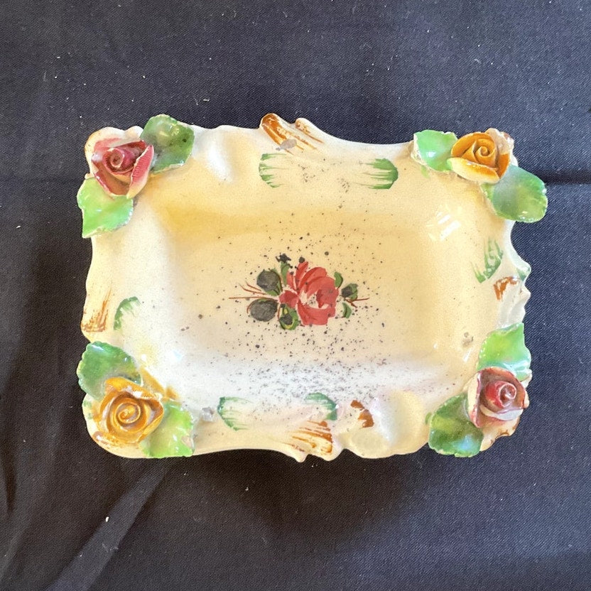 Antique Floral Trinket Plate