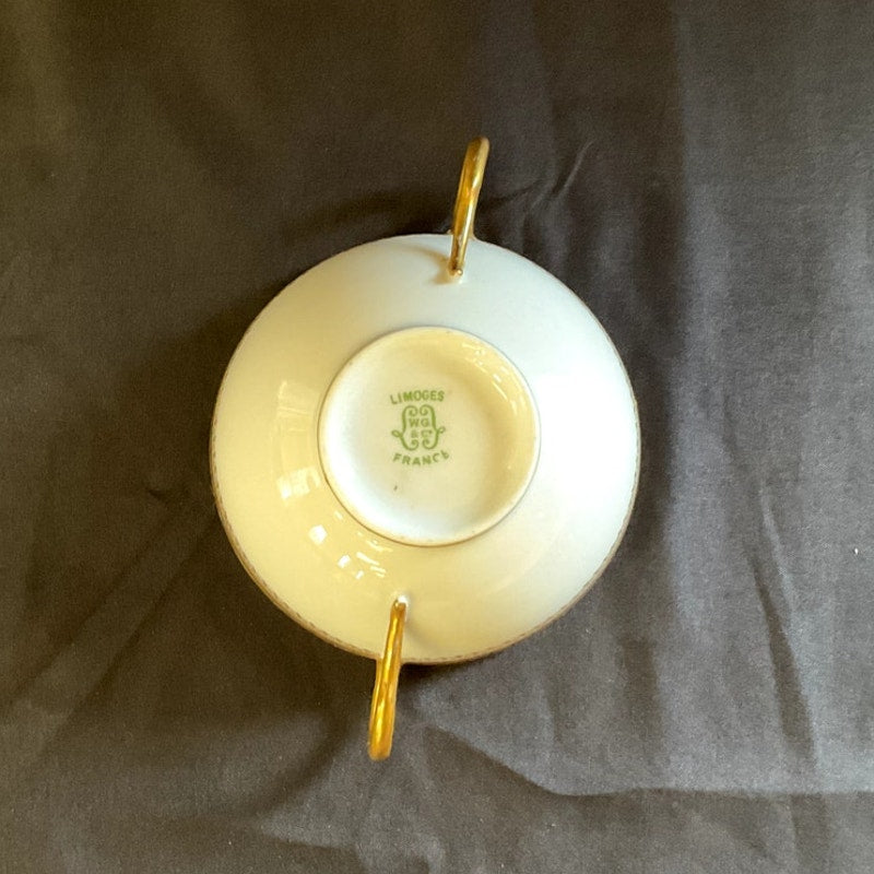 Wm Guering & Co. Limoges Gilded Bouillon Cup & Saucer circa 1900s