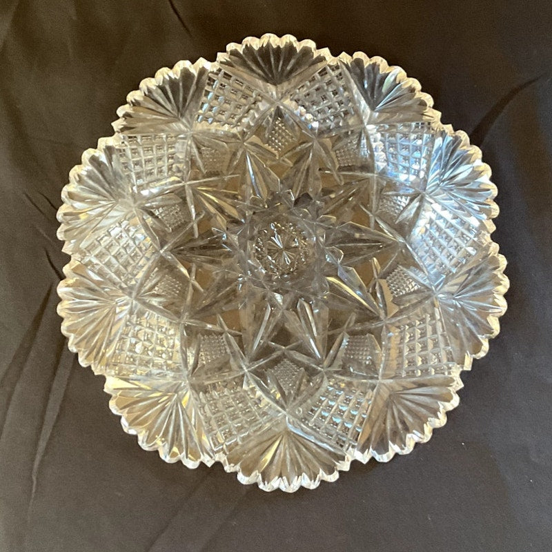 Antique ABP Cut Glass Crystal Butter/Cheeseball Dish