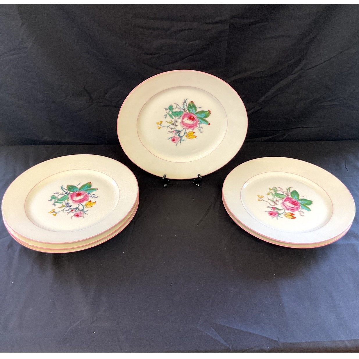 Antique Haviland Limoges Rose Pattern w/ Pink Accents Dinner Plates - Set of 6