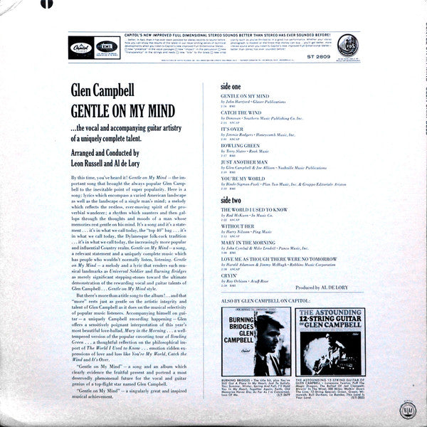 Glen Campbell : Gentle On My Mind (LP,Album,Stereo)