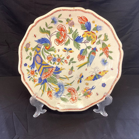 French Rouen Faience Pottery Ceramic Wall Plate - "Cornucopia"