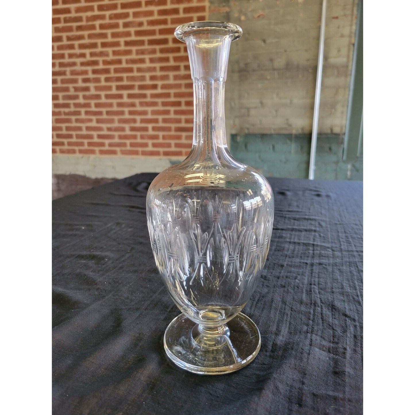 Pair of Elegantly Detailed Wine Footed Decanters