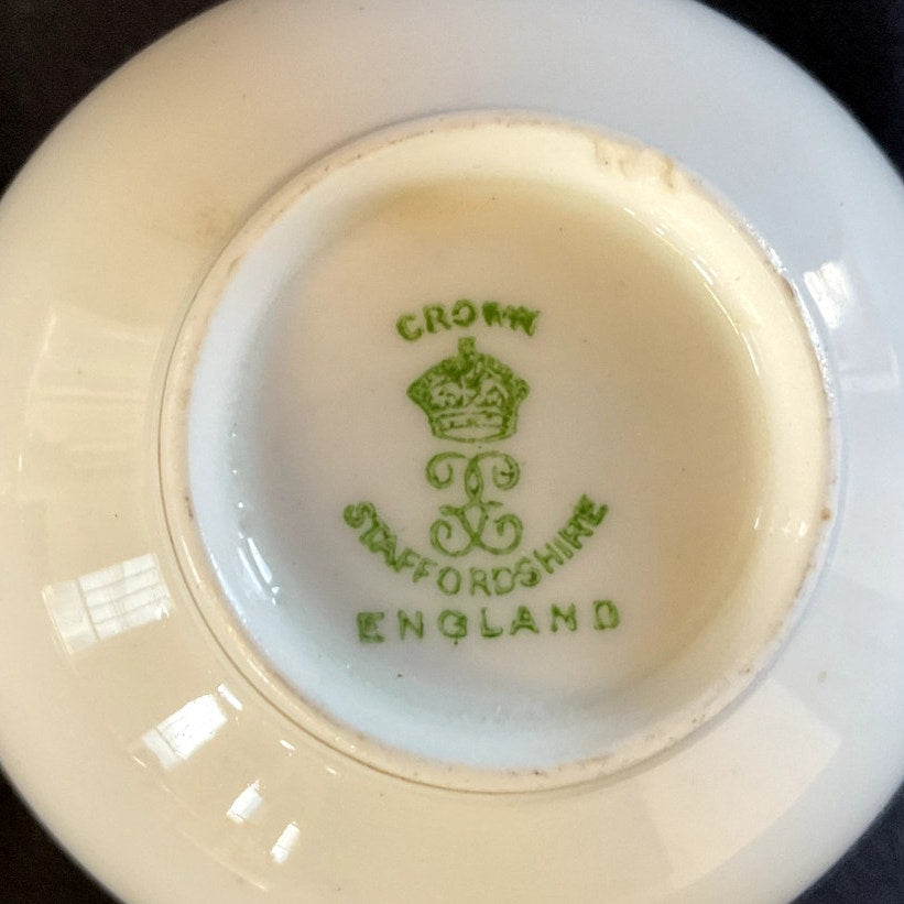 Crown Staffordshire Gilded w/ Ivy Pattern Bouillon Cup & Saucer