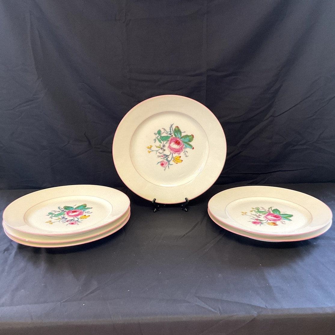 Antique Haviland Limoges Rose Pattern w/ Pink Accents Dinner Plates - Set of 6