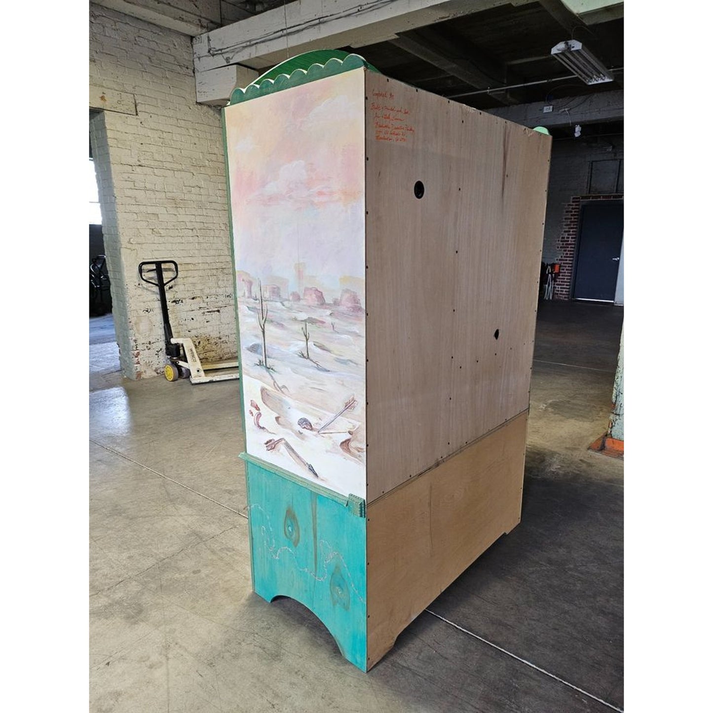 Hand Built Custom Painted Wood Armoire