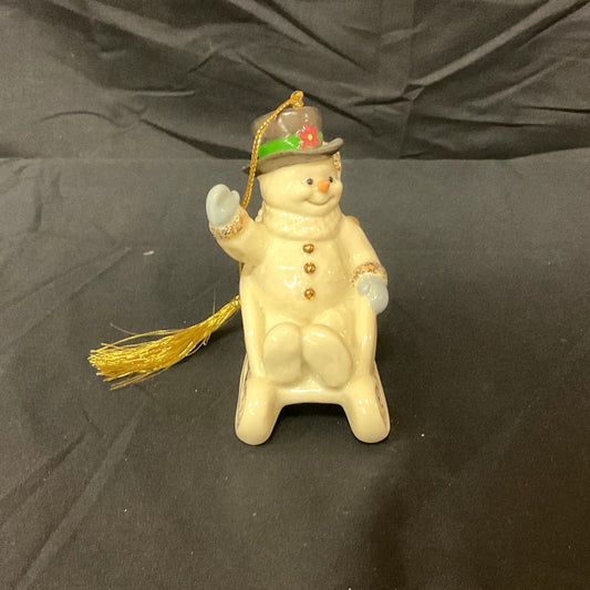 1999 Lenox Snowman in Sleigh Ornament