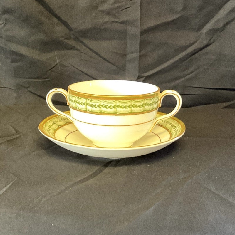 Crown Staffordshire Gilded w/ Ivy Pattern Bouillon Cup & Saucer