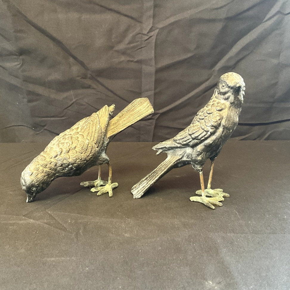 Hand Cast Bronze Birds - Pair