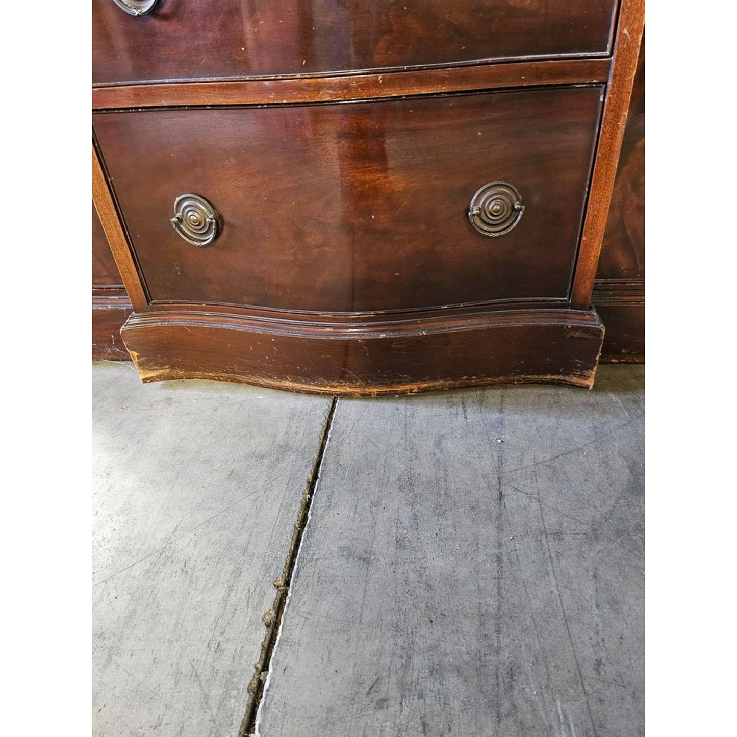 Vintage Small Mahogany Breakfront China Cabinet