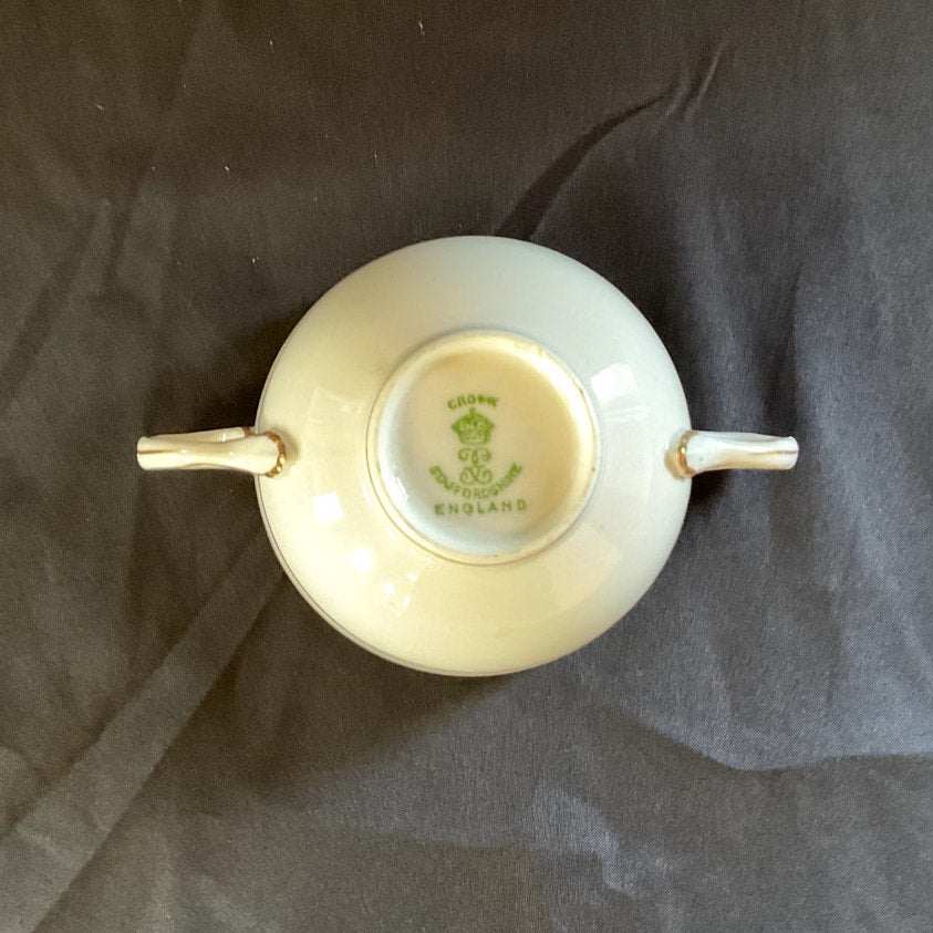 Crown Staffordshire Gilded w/ Ivy Pattern Bouillon Cup & Saucer