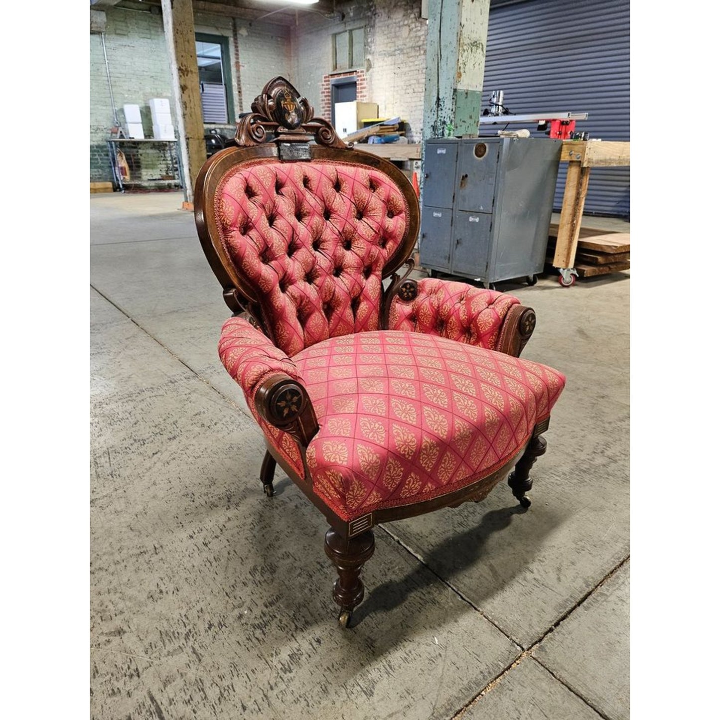 Antique Victorian Balloon Back Parlor Arm Chair