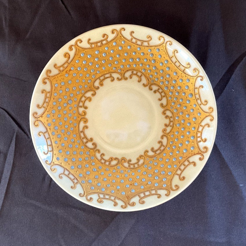 Antique Beige D & C Raised Gold & Raised Enamel Dots Saucer circa 1875