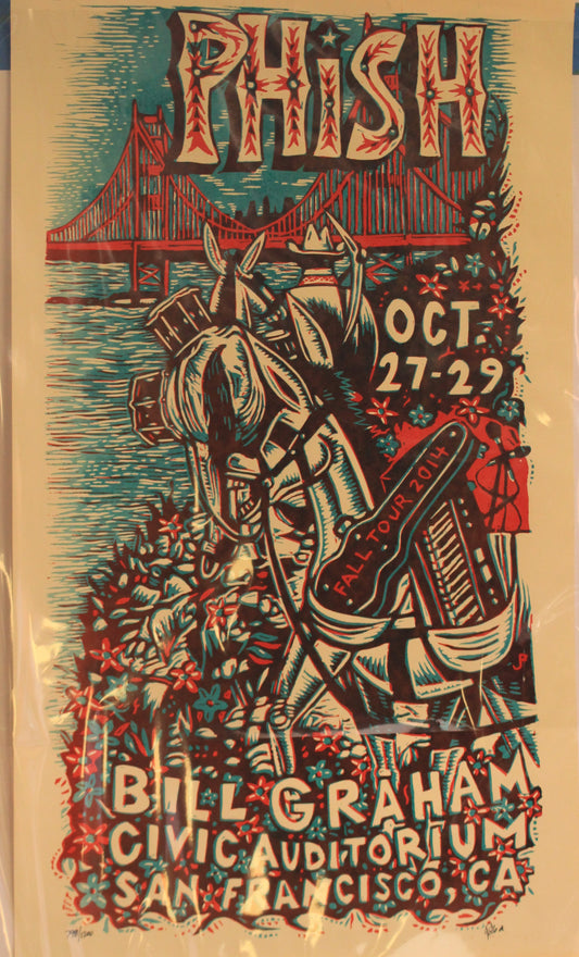 Phish Tour Poster – Pollock – Billy Graham Auditorium SF – Oct 27–29, 2014 – 25x14