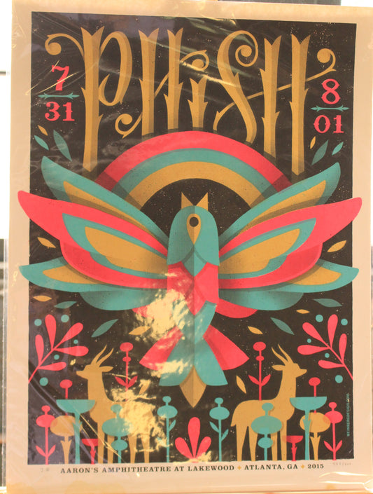 Phish Concert Poster – Aaron’s Amphitheatre Atlanta – July 31–Aug 1, 2015–24x18