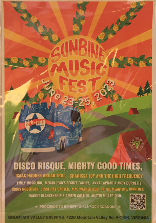 18" x 12"-Sunbrine Music Fest06-23-23 - 06-25-23-Axton, VA-Festival Poster