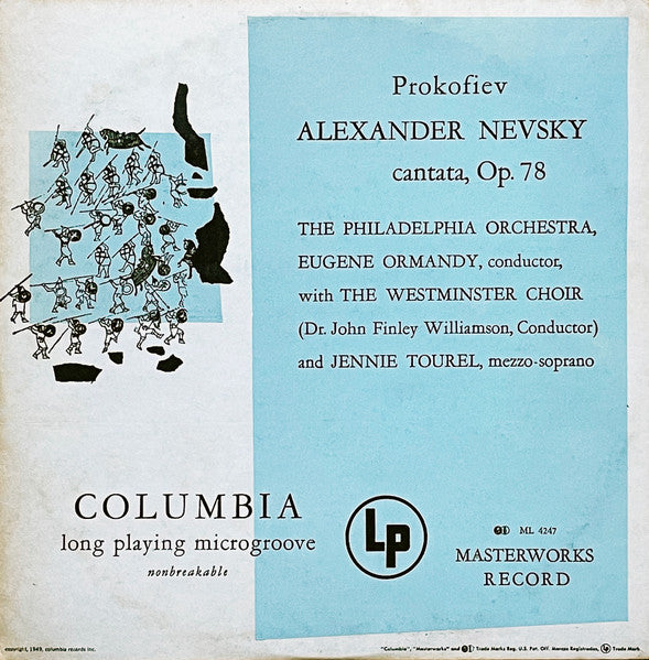 Sergei Prokofiev|The Philadelphia Orchestra|Eugene Ormandy|Westminster Symphonic Choir|John Finley Williamson|Jennie Tourel – Alexander Nevsky - Cantata, Op. 78 (1949, Columbia Masterworks)