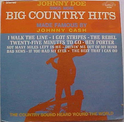 Johnny Doe – Sings More Country Hits Made Famous By Johnny Cash (1969, Alshire)