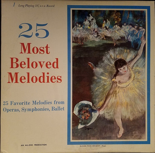 Unknown Artist – 25 Most Beloved Melodies (1969, All Disc)