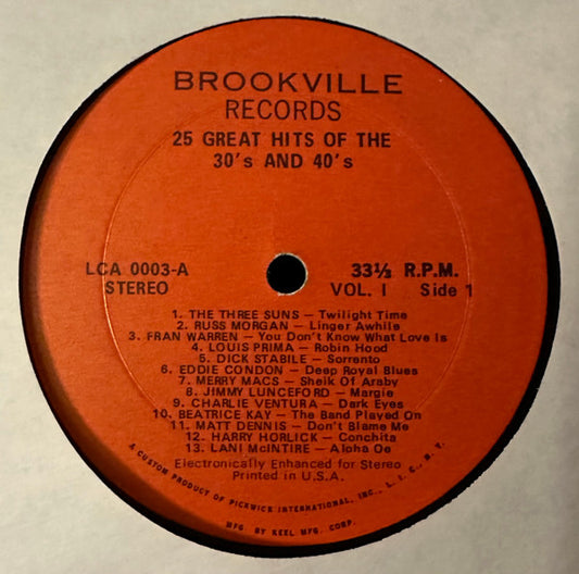 Various – 25 Great Hits Of The 30's And 40's (Brookville Records)