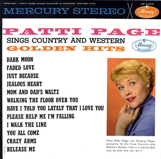 Patti Page – Patti Page Sings Country And Western Golden Hits (1961, Mercury)
