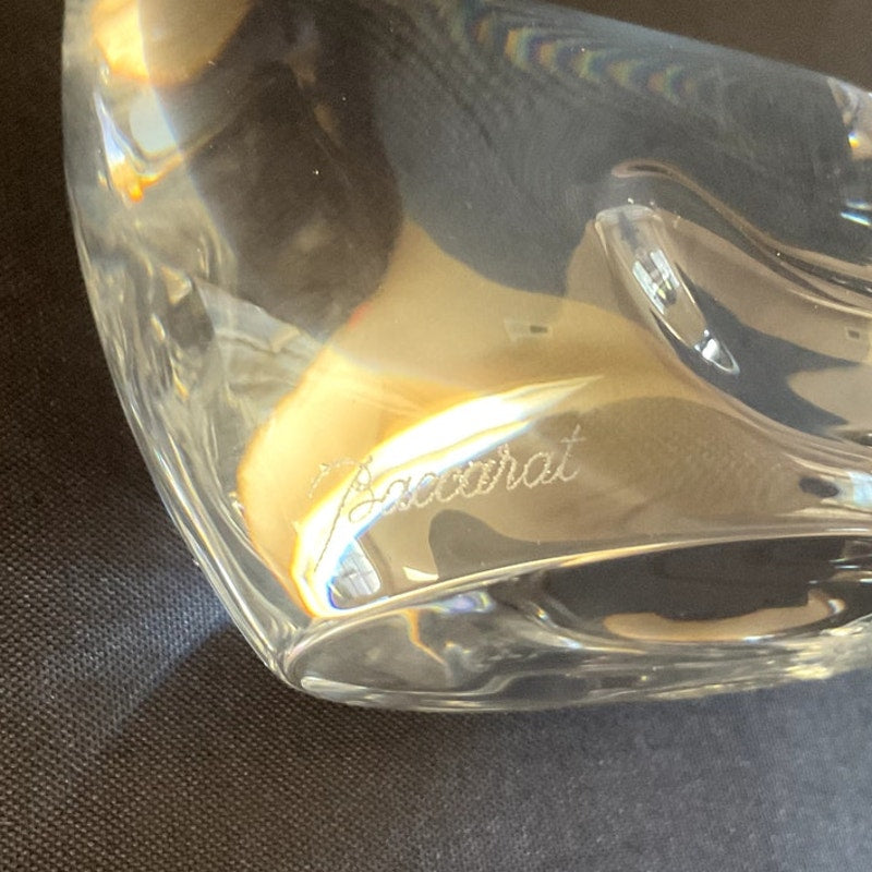 Vintage Baccarat Clear Crystal Cat Paperweight