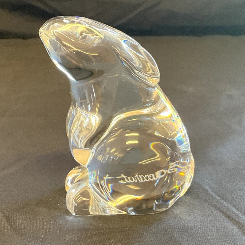 Vintage Baccarat Clear Crystal Bunny Paperweight