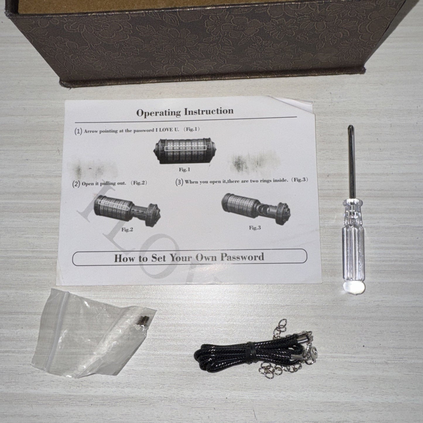 Da Vinci Code Cryptex Puzzle Lock w/ Box, Manual, Card & Butterfly Pin