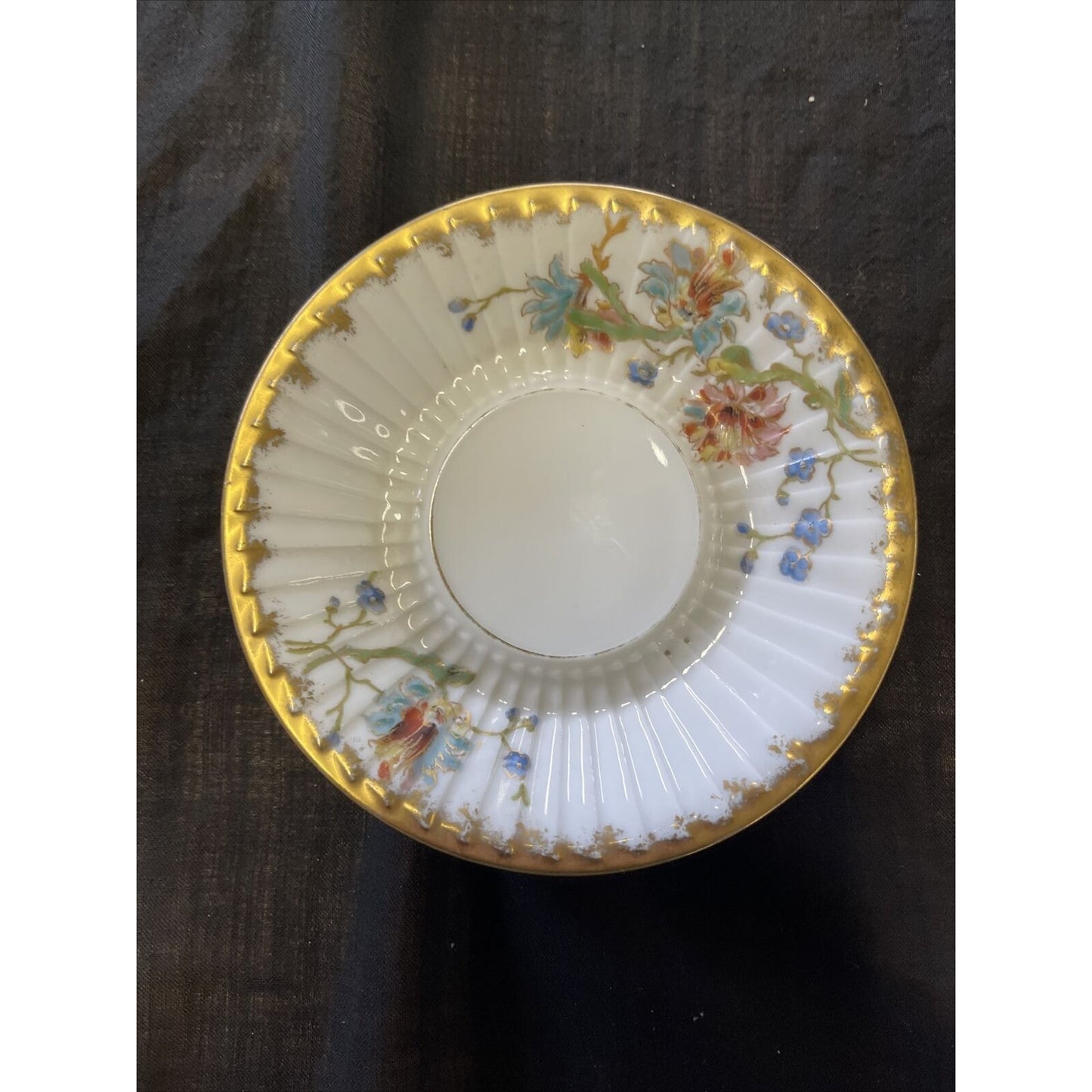 Antique Marx & Gutherz Floral & Gilded Demitasse Cup and Saucer circa 1876-1889