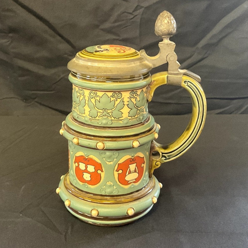 German Beer Stein Mettlach Symbols of Henseatic League
