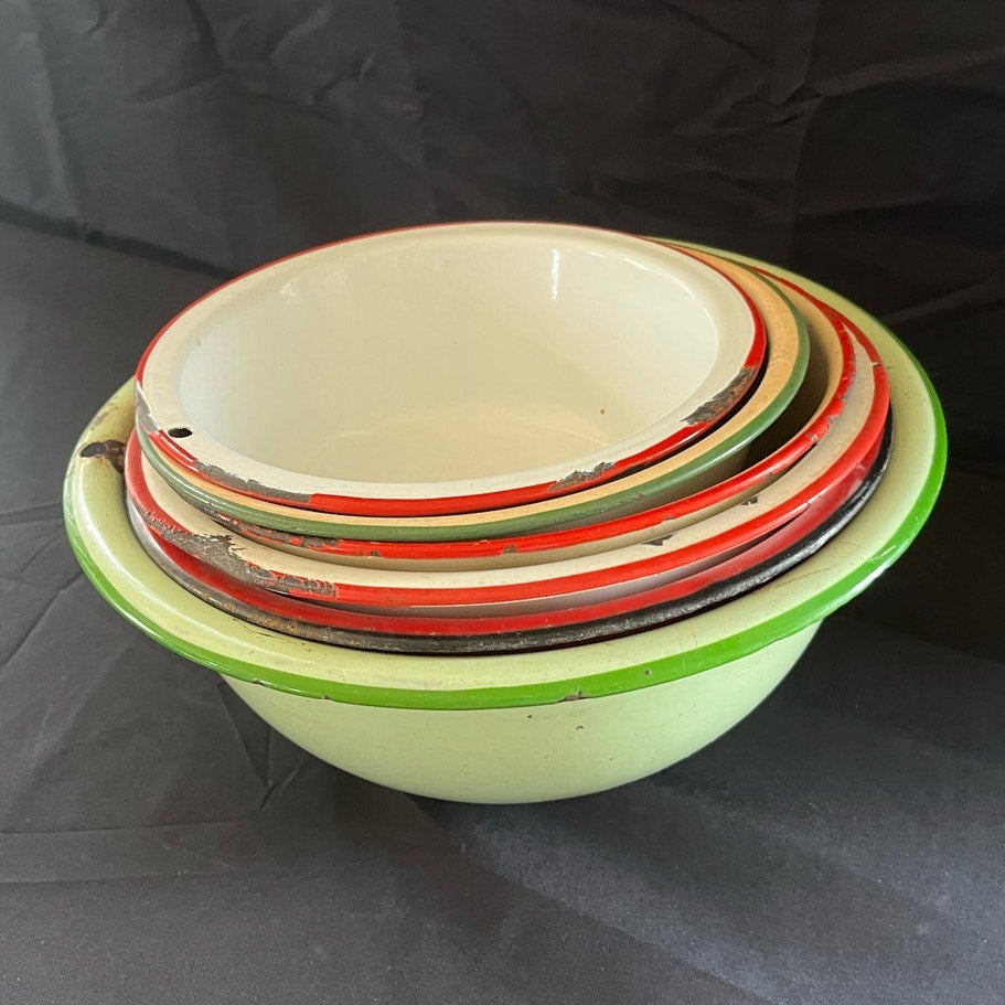 Metal Enamel Bowls - Set of 6