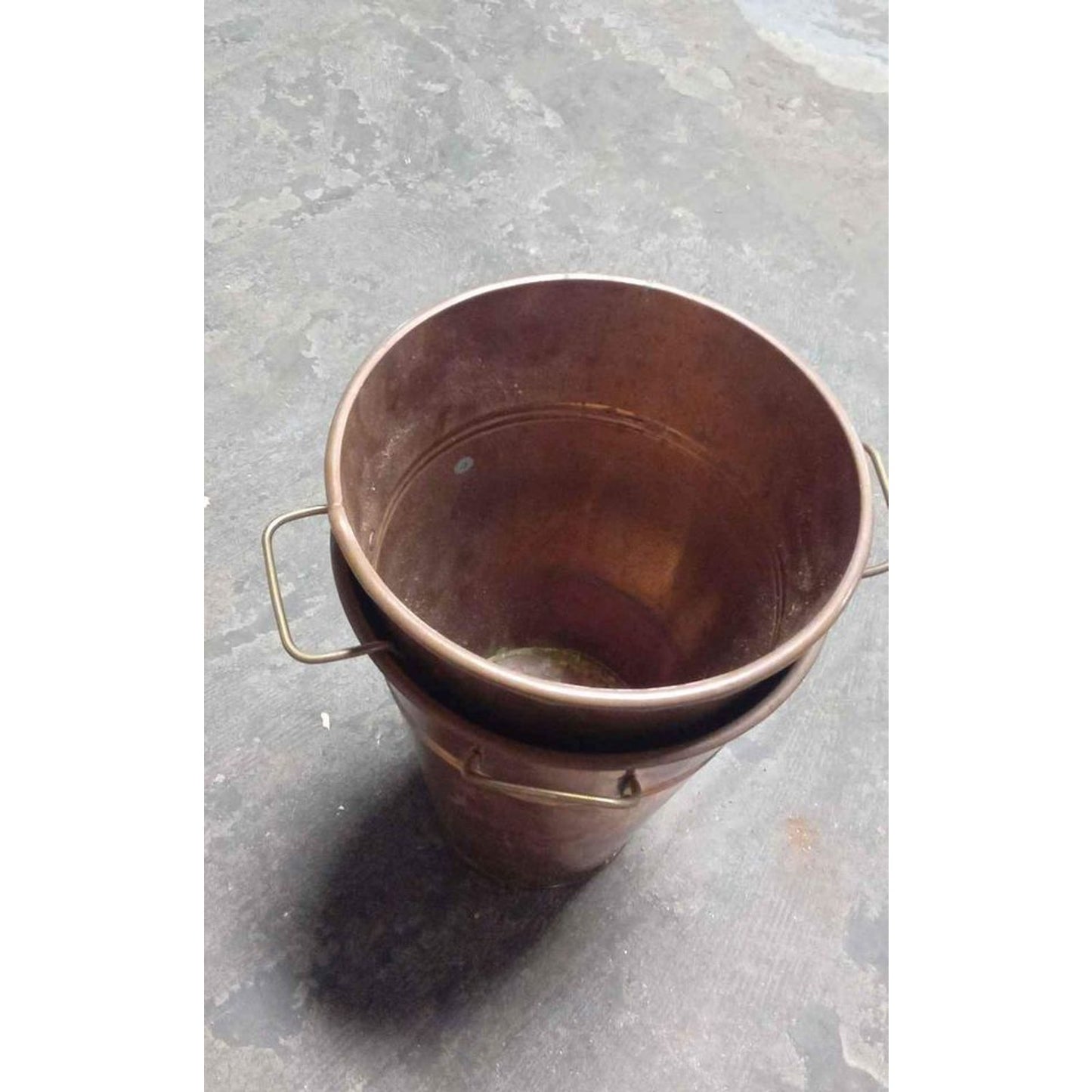 2 - 12” Tall Copper Rustic Decorative Buckets