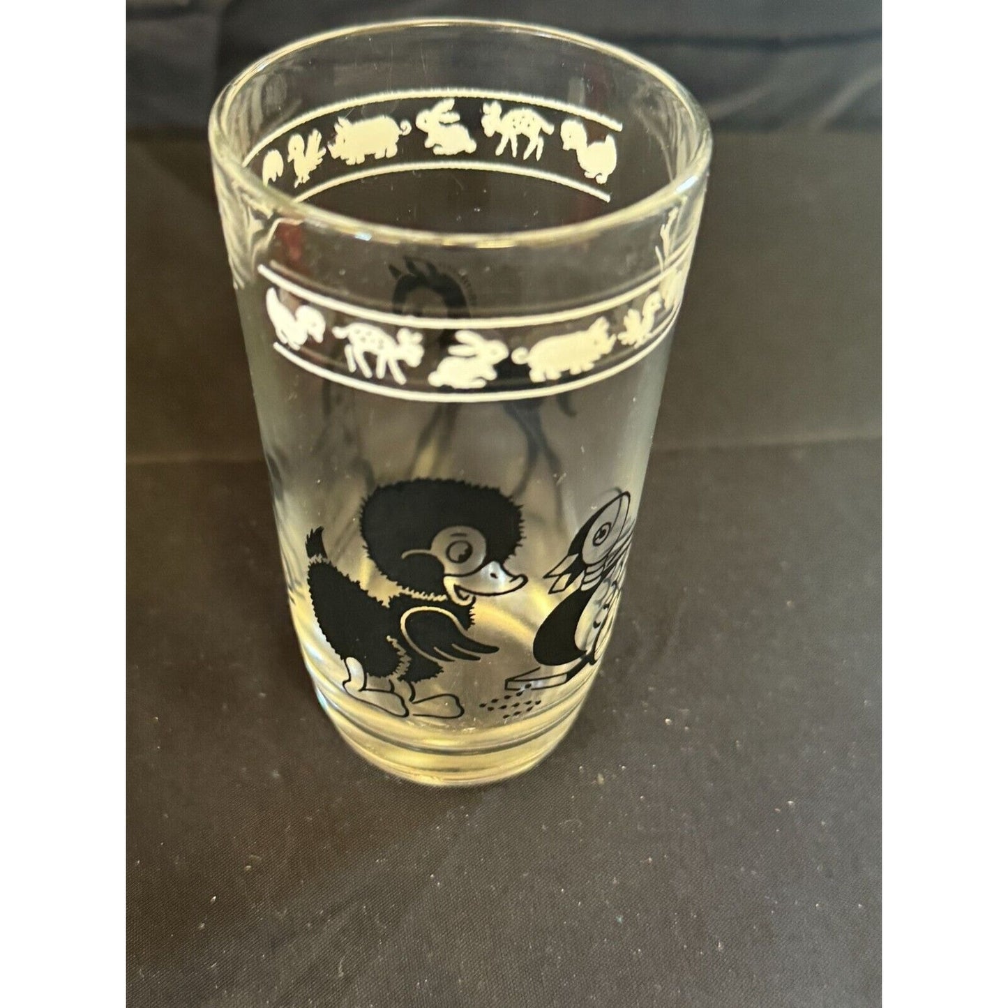 Vintage Kraft Cheese 1950s Baby Juice Glass With Farm Animal Graphics