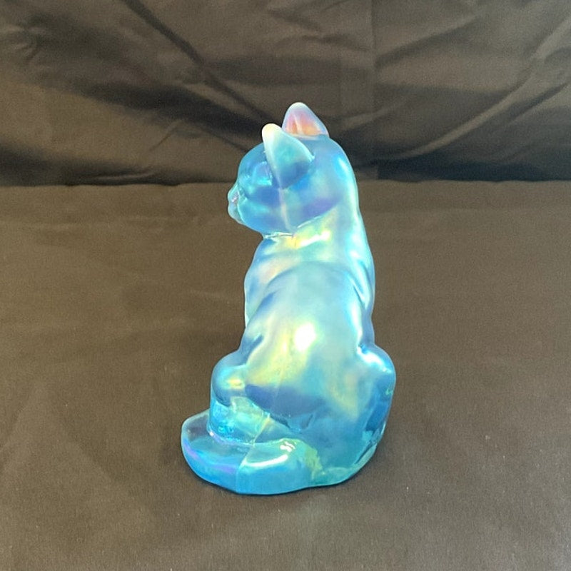 Vintage Fenton Irisdecent 3.5" Hand Painted Cat