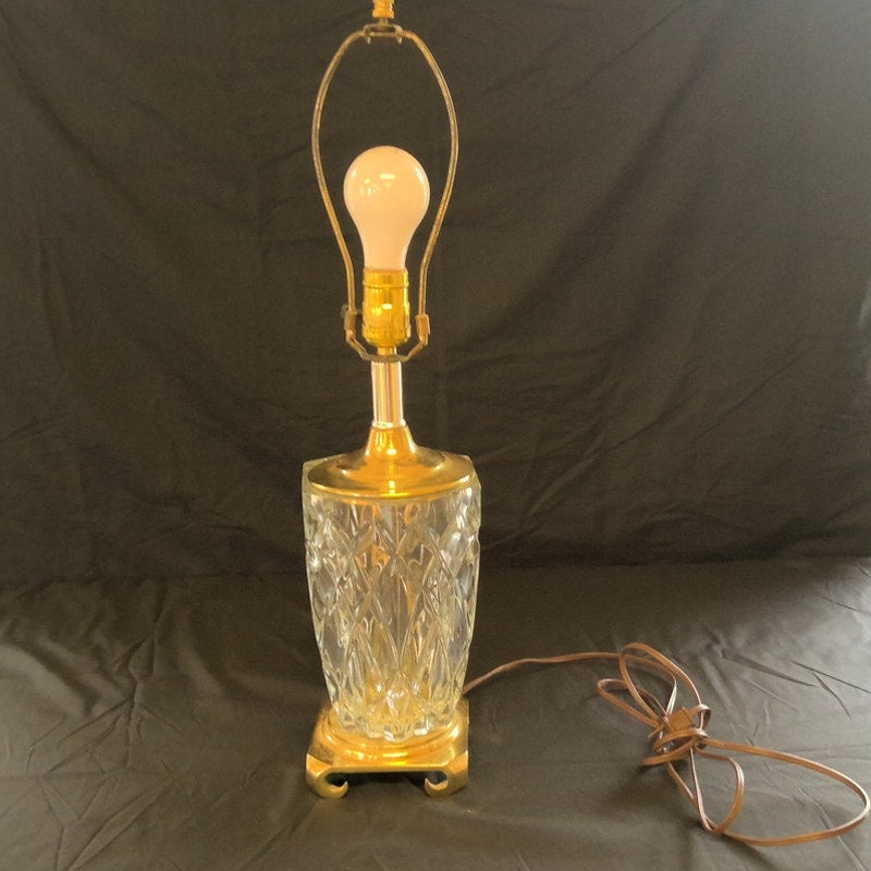 Vintage Cut Glass Table Lamp