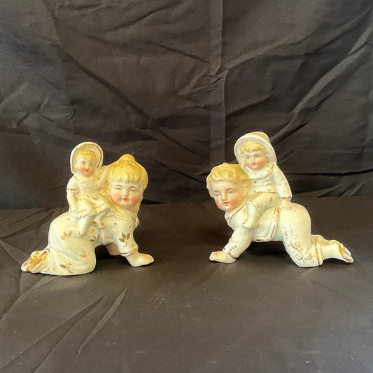 Antique German Gebruder Heubach Hand painted "Piano Babies" Figurines - Pair