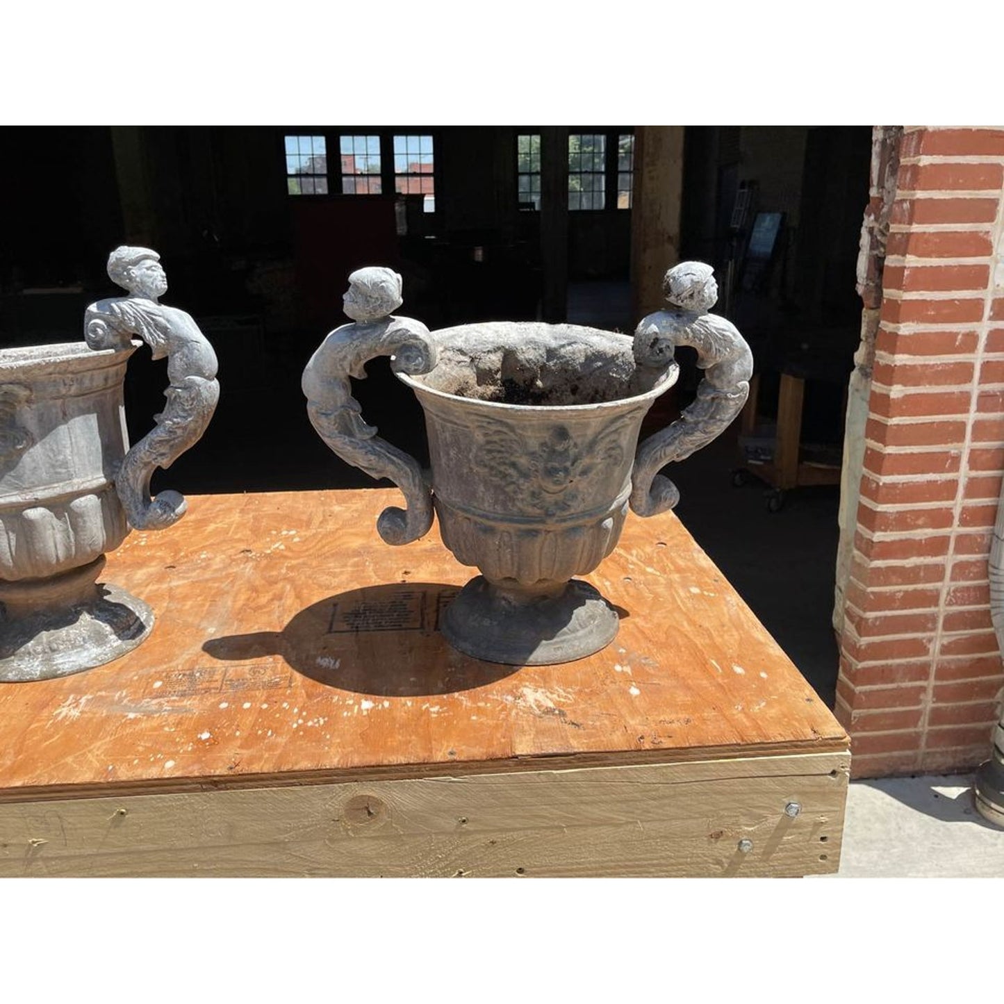 18th Century Vintage Style Garden Lead Vases - Pair
