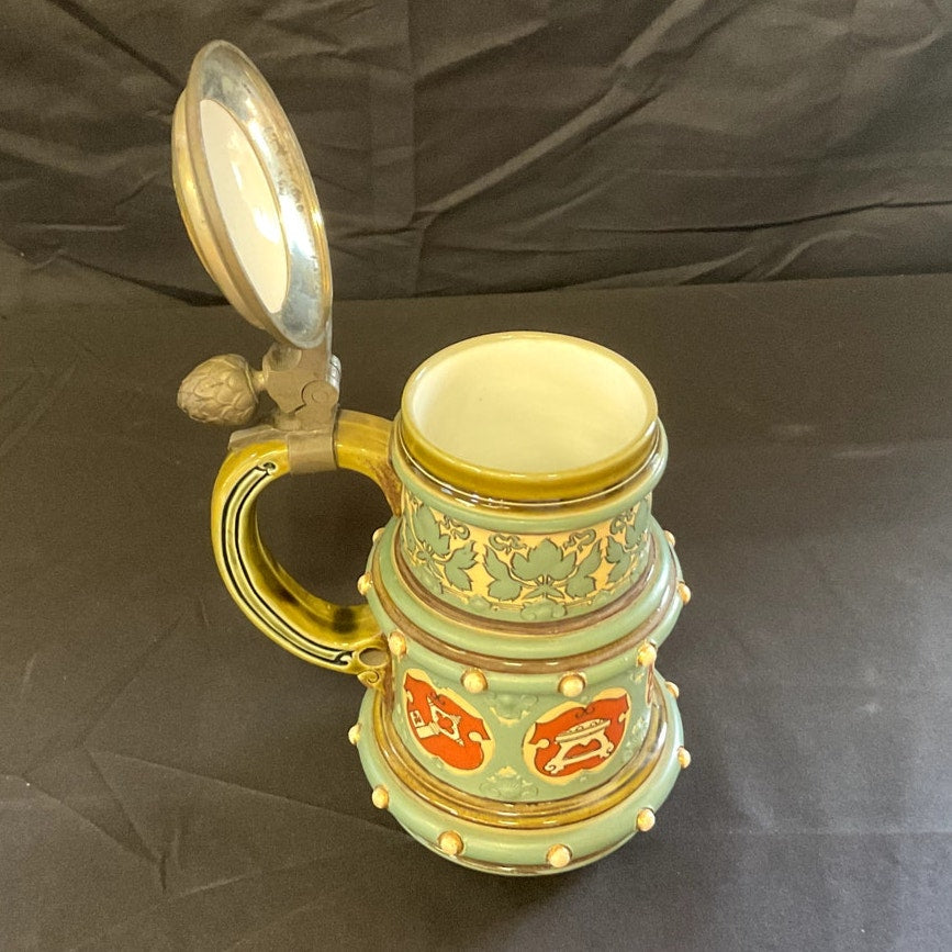 German Beer Stein Mettlach Symbols of Henseatic League
