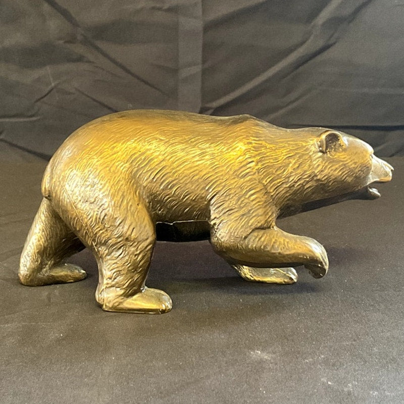 Cast Bronze Walking Bear Figurine