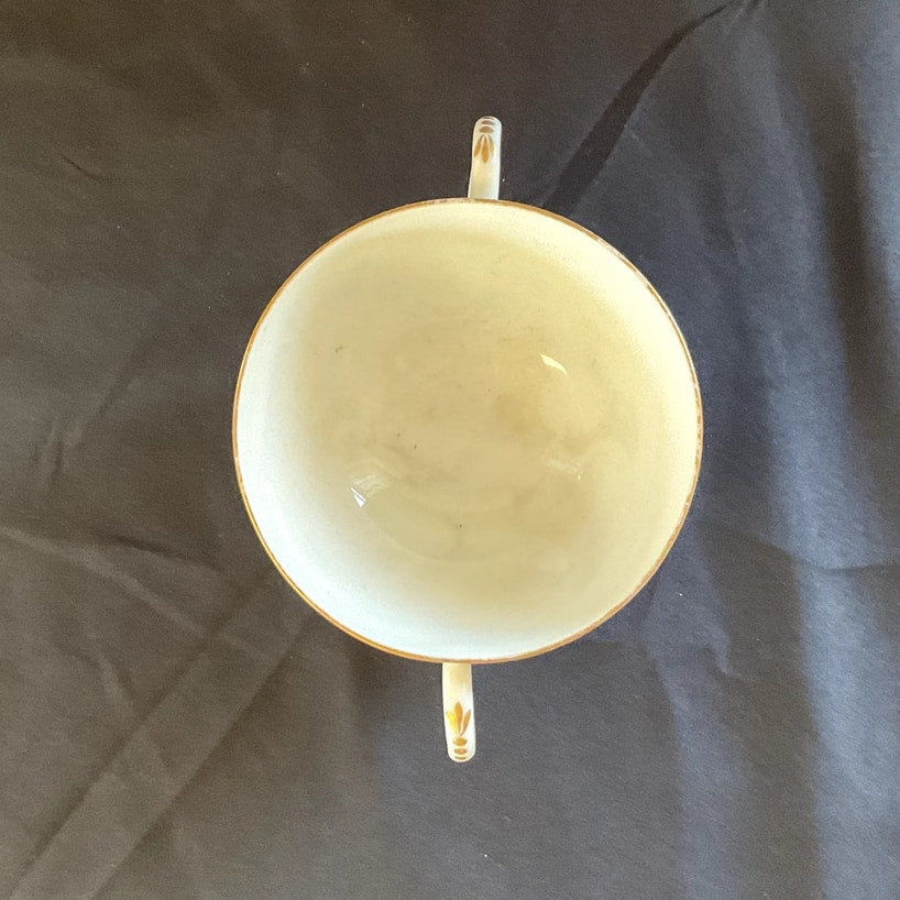 L.B. King Gilded with Ivy/Rose Pattern Bullion Cup & Saucer
