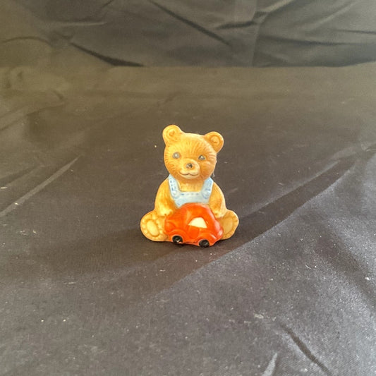 Vintage Homco Baby Bear w/ Toy Car Porcelain Figurine