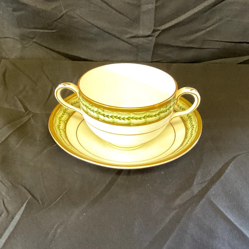 Crown Staffordshire Gilded w/ Ivy Pattern Bouillon Cup & Saucer